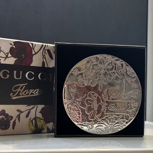 Gucci Floral Silver Embossed Compact Mirror